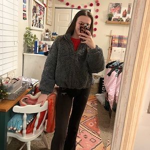 U Willow Fuzzy Drawstring Teddy Jacket